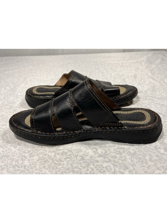 Born Sandals Womens Size US 9 M EU 40.5 Dark Brown Leather Slides Open Toe Flats - Picture 8 of 12